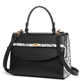 Black Leather Satchel Handbag - Classic & Spacious