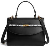 Black Leather Satchel Handbag - Classic & Spacious
