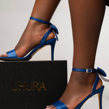Uhura Women’s Royal Blue Ankle Strap Block Heel Sandals – Open Toe Dress Shoes