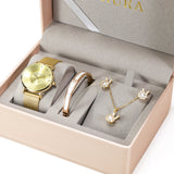 Uhura Gold Combo Pack Watch Set – Analog Watch, Bracelet, Necklace, Earrings For Women Gold Tone Jewelry & Timepiece Combo
