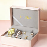 Uhura Gold Combo Pack Watch Set – Analog Watch, Bracelet, Necklace, Earrings For Women Gold Tone Jewelry & Timepiece Combo