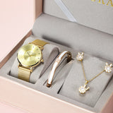 Uhura Gold Combo Pack Watch Set – Analog Watch, Bracelet, Necklace, Earrings For Women Gold Tone Jewelry & Timepiece Combo