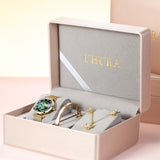 Uhura Combo Pack Green Dial Gold Watch Set – Coordinated Bracelet, Pendant Necklace and Stud Earrings For Women