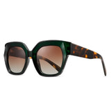 Uhura 1 Pack Oversized Square Sunglasses Green Frame Tortoise Shell Arms Women