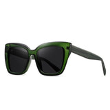 Uhura 1 Pair Green Square Sunglasses for Women Thick Frame Dark Black Lens UV Protection